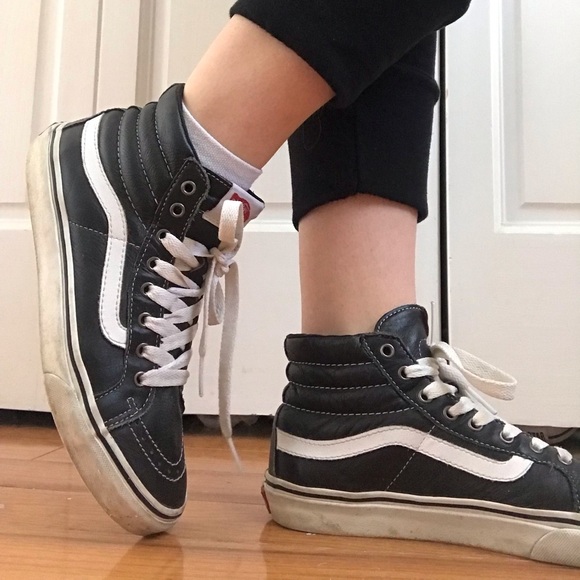 Vans Shoes - Authentic leather black high top vans